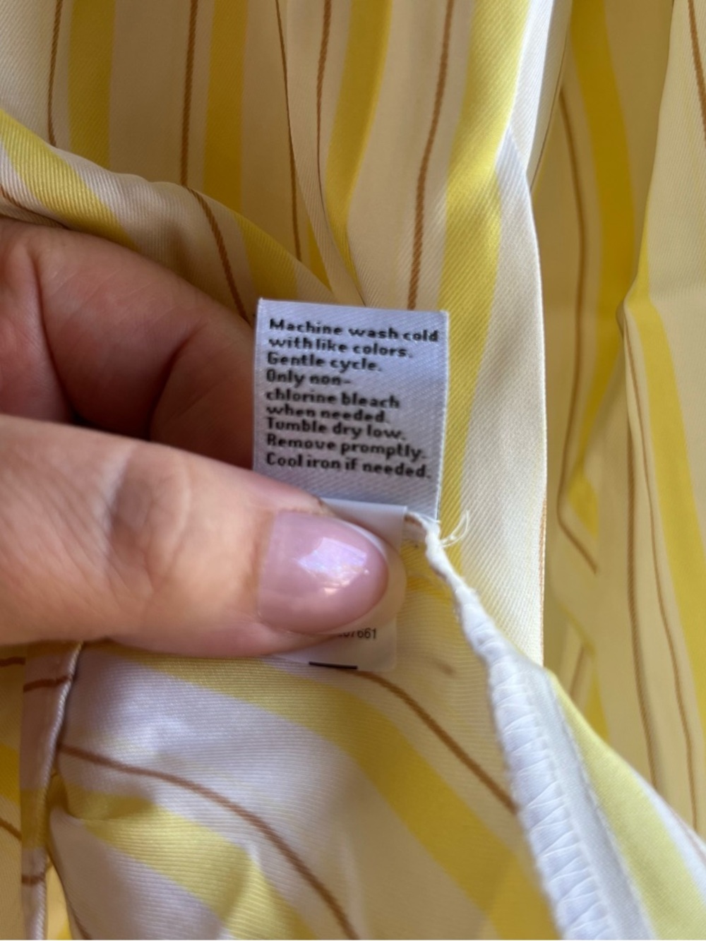 Nine West Yellow and White Striped Peplum V-Neck Blouse - Picture 7 of 8